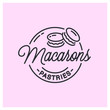 Macarons logo. Round linear logo of macarons