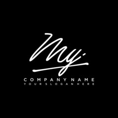 Wall Mural - MY initials signature logo. Handwriting logo vector templates. Hand drawn Calligraphy lettering Vector illustration.