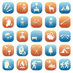 Wall Mural - Set of travel and camping equipment icons