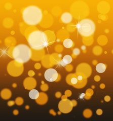 golden lighting with bokeh background, christmas lights and abstract stars, defocused lights backgro