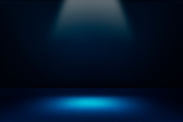 Wall Mural - blue dark room for product show with elegant light , dark and blue abstract wall and studio room gra