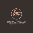 BM initials signature logo. Handwritten vector logo template connected to a circle. Hand drawn Calligraphy lettering Vector illustration.