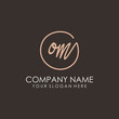 OM initials signature logo. Handwritten vector logo template connected to a circle. Hand drawn Calligraphy lettering Vector illustration.