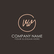 initials signature logo. Handwritten vector logo template connected to a circle. Hand drawn Calligraphy lettering Vector illustration.