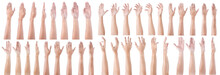 Super Set Of Male Asian Hand Gestures Full Turn View Isolated Over The White Background.