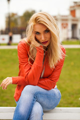 Wall Mural - Portrait of happy smiling beautiful young woman