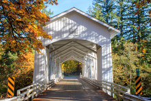 Short Bridge Is A Covered Bridge In Cascadia, Oregon Near Sweet Home On Highway 20.