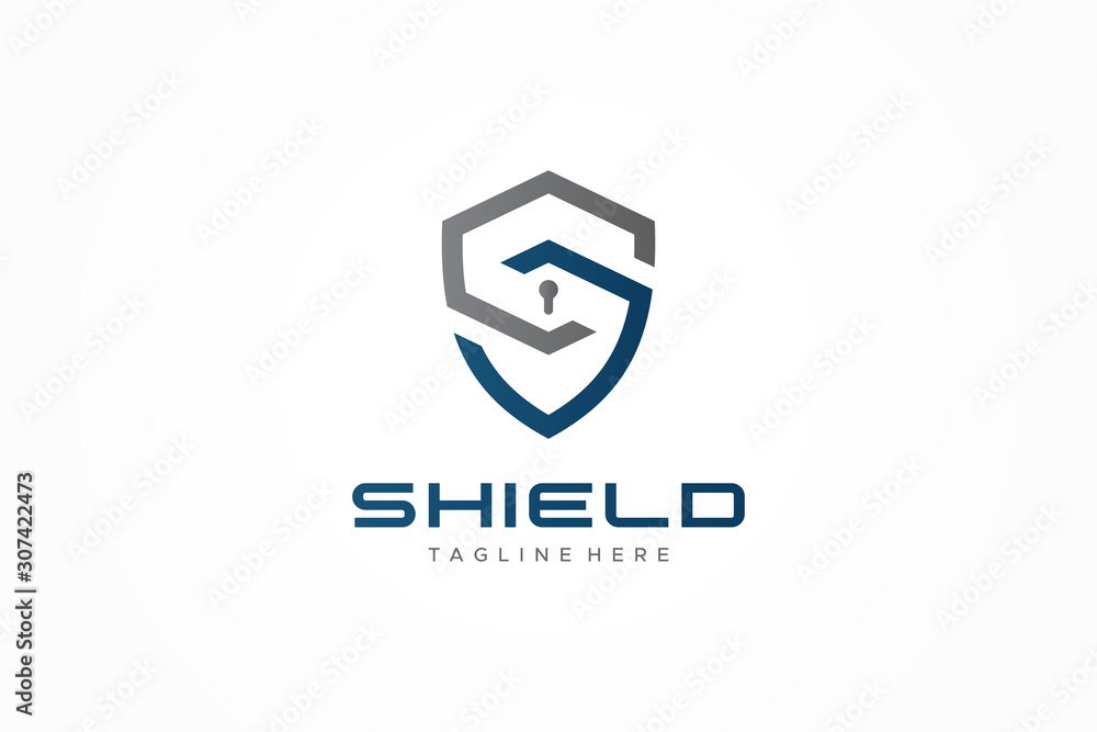 Logo Vector Shield Letter S with keyhole inside. Protection Security ...