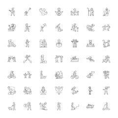 Wall Mural - Active lifestyle line icons, signs, symbols vector, linear illustration set