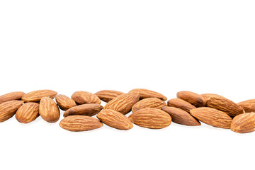 Wall Mural - Almond nuts isolated with white background.