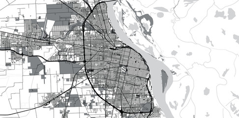 Urban vector city map of Rosario, Argentina