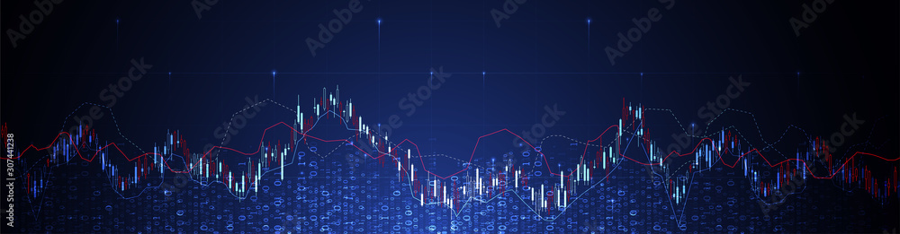 Financial trade concept. Stock market and exchange. Candle stick graph chart. - obrazy, fototapety, plakaty 