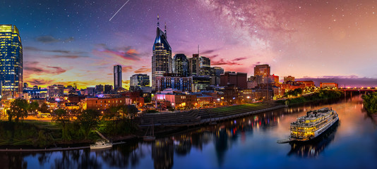 Wall Mural - nashville sunset with milky way galaxy