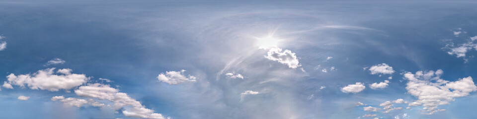 Wall Mural - blue sky with beautiful cumulus clouds. seamless hdri panorama 360 degrees angle view with zenith fo