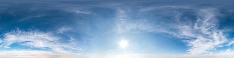 blue sky with beautiful cumulus clouds. seamless hdri panorama 360 degrees angle view with zenith fo