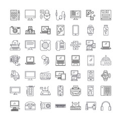 Wall Mural - Gadgets and devices line icons, signs, symbols vector, linear illustration set