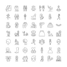 Girl Line Icons, Signs, Symbols Vector, Linear Illustration Set