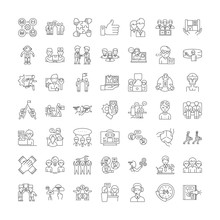 Human Resources Department Line Icons, Signs, Symbols Vector, Linear Illustration Set