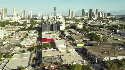 Wall Mural - Arriving at Wynwood Miami aerial drone footage