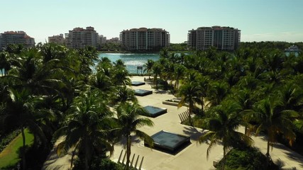 Wall Mural - Aerial video Miami Beach South Point Park entrance 4k