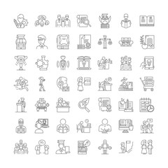 Wall Mural - Training line icons, signs, symbols vector, linear illustration set