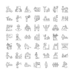 Wall Mural - Working line icons, signs, symbols vector, linear illustration set