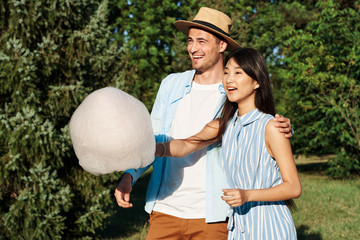 Cheerful young couple travel