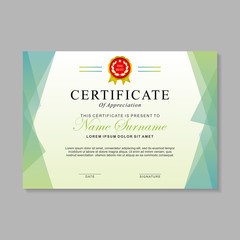 Modern certificate template design with green and white color 