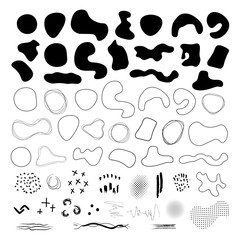 Hand drawn abstract shapes and elements. Collection of abstract elements for card, poster, flyer, pattern. Isolated on white background