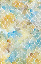 Fish Scale Watercolor Texture In Warm Pastel Colors