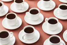 Overhead View Of Cups With Black Coffee