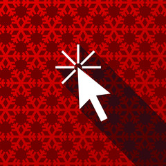 Fototapete - Click here flat design christmas and winter concept vector icon with snowflakes