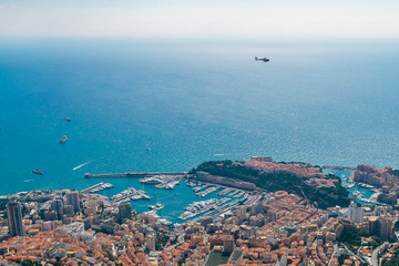 Aerial photography shot of the famous French Riviera coast in Monaco