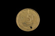 © Vitoria Holdings LLC - An old, gold five Belgian franc coin, shot close up in macro, agianst a black background
