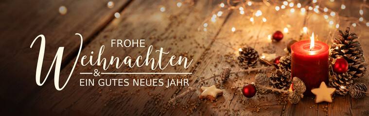 Wall Mural - christmas card - merry christmas and happy new year - german text