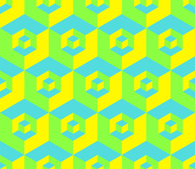 Aufkleber - Trendy abstract pattern with isometric cubes for concept design. Technology concept vector. Geometric background, simple illustration. Business abstract background. Isometric cubes. Vector template.