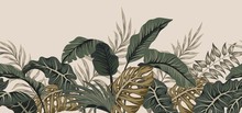 Tropical Palm Leaves, Jungle Leaves Seamless Vector Floral Pattern Background.