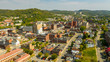 Bright and Sunny Day Aerial View Over Clarksburg West Virginia