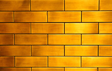 Golden Bricks, Gold Wall Background Pattern
