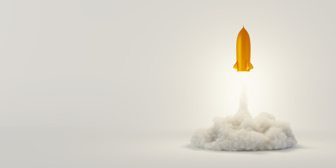 Rockets being launched, success and growth concepts, original 3d rendering