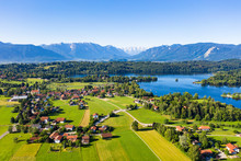 Idyllic View Of Village At By Staffelsee Lake At Seehausen Against Clear Blue Sky, Germany