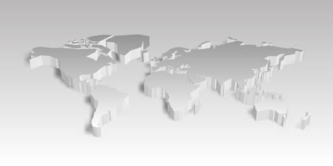 3d map of world with shadow. vector illustration