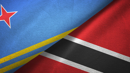 Aruba and Trinidad and Tobago two flags textile cloth, fabric texture