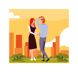 Poster - couple of people in love walking in park