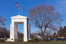 The Peace Arch Border. Peace Arch Border Between Canada And USA Represent The World's Longest Undefended Border.