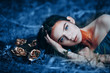 © Anastassiya  - Color of the year 2020, classic blue, beautiful fantasy woman outdoor, toned photo