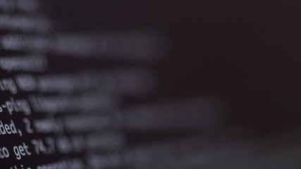 Wall Mural - programming code development scrolling on computer screen 4k