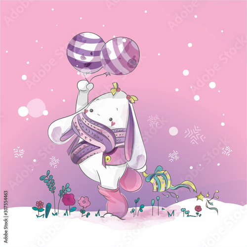 cute-rabbit-with-blue-loon-christmas-day-in-watercolor-doodle-style