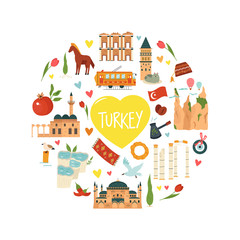  Abstract design with famous landmarks of Turkey