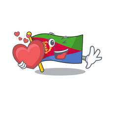 Sticker - With heart flag eritrea cartoon character mascot style